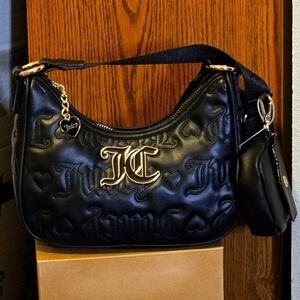 Juicy Couture Black Shoulder Bag with Gold Accents